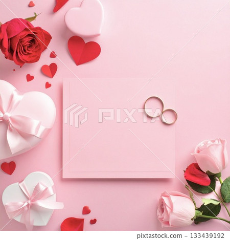 Message card, ring and rose 133439192