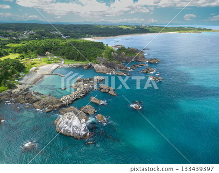 Aerial photography of Tanesashi Coast, Aomori Prefecture, summer 133439397