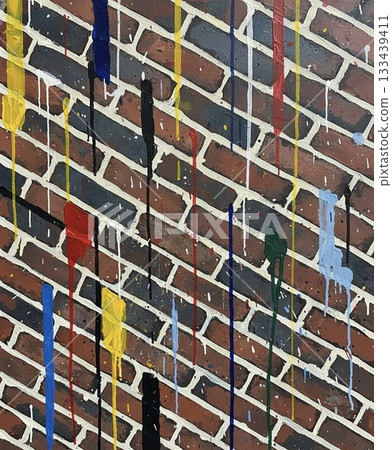 彩色磚牆 133439411