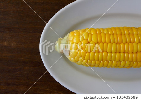 Corn on the table background viewed from above Corn on the table background viewed from above 133439589