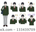 Illustrations of high school boys with various expressions and poses 133439709