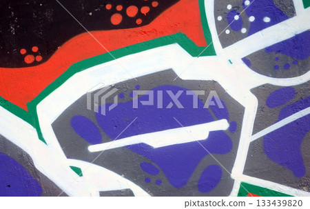 Colorful background of graffiti painting artwork with bright aerosol outlines on wall. Old school street art piece made with aerosol spray paint cans. Contemporary youth culture backdrop Colorful background of graffiti painting artwork with bright aerosol outlines on wall. Old school street art piece made with aerosol spray paint cans. Contemporary youth culture backdrop 133439820