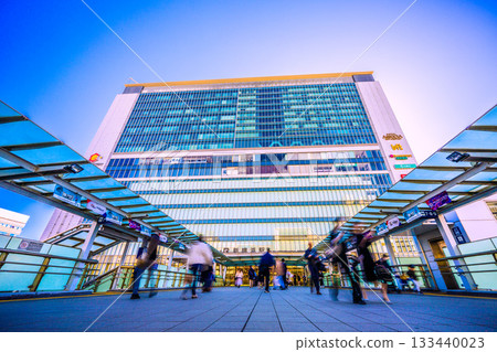 Yokohama cityscape, Japan, November 22nd. View of JR Shin-Yokohama Station, bustling with activity from the morning. Towards a new era 133440023