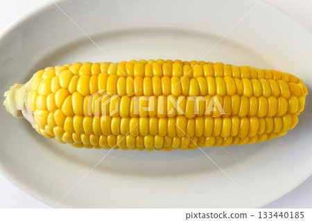 Corn on a white background viewed from directly above 133440185