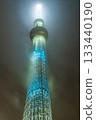 Tokyo Skytree shrouded in rain clouds in Sumida Ward, Tokyo 133440190