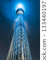 Tokyo Skytree shrouded in rain clouds in Sumida Ward, Tokyo 133440197