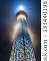 Tokyo Skytree shrouded in rain clouds in Sumida Ward, Tokyo 133440198