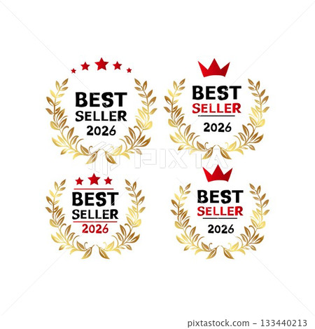 best seller 2026 Golden Best Seller Laurel Wreath Badges Set best seller 2026 Golden Best Seller Laurel Wreath Badges Set 133440213