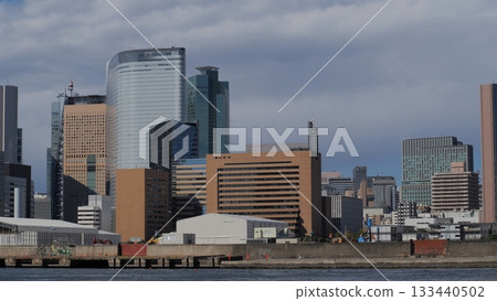 Tsukiji Skyscrapers seen from the Sumida River - Background for photography 133440502