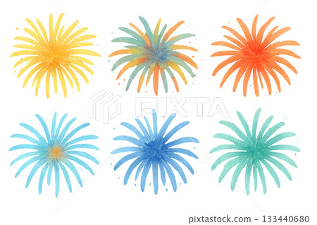 Png watercolor set of colorful fireworks in various colors isolated on transparent background. concept of festive celebration, explosive art, and vibrant holiday decor. Png watercolor set of colorful fireworks in various colors isolated on transparent background. concept of festive celebration, explosive art, and vibrant holiday decor. 133440680