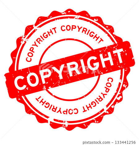 Grunge red copyright word round seal stamp on white background 133441256