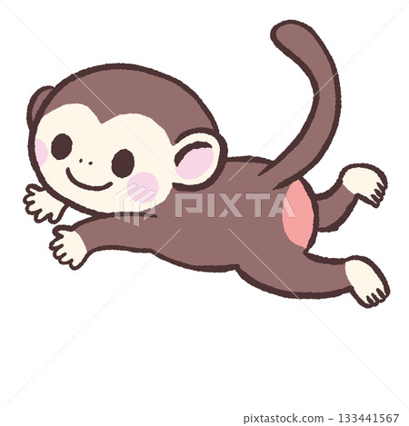 猴子四肢奔跑的插圖 133441567
