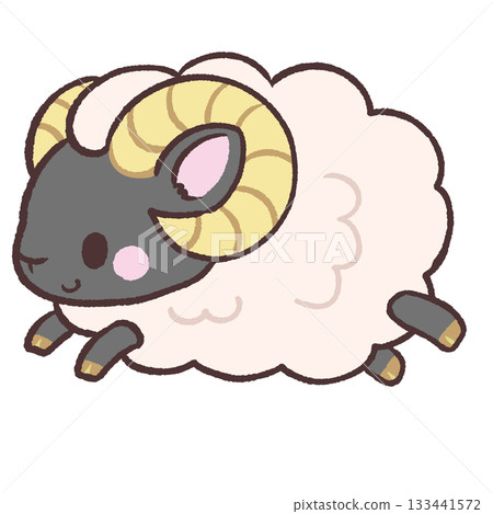 Illustration of a black sheep running 133441572