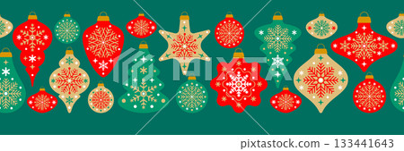 Scandinavian Christmas Ornaments Seamless Border Pattern 133441643