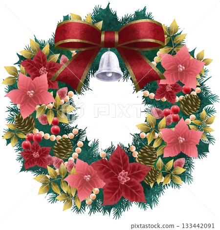 Gorgeous Christmas wreath illustration Gorgeous Christmas wreath illustration 133442091