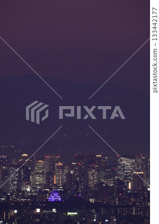 大阪城在紫色燈光的襯托下顯得格外迷人－大阪平原夜景 133442177