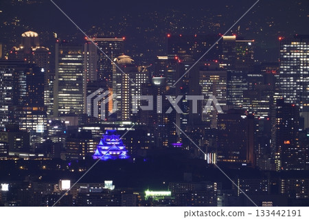 大阪城在紫色燈光的襯托下顯得格外迷人-大阪平原夜景 大阪城在紫色燈光的襯托下顯得格外迷人-大阪平原夜景 133442191