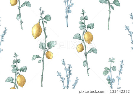 手繪檸檬圖案無縫背景素材 手繪檸檬圖案無縫背景素材 133442252