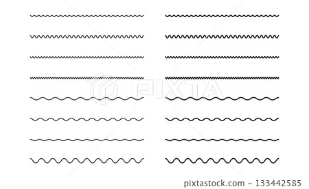 Simple wavy line vector illustration set Black simple vector wavy line 133442585