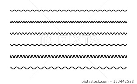 Simple wavy line vector illustration set Black simple vector wavy line Simple wavy line vector illustration set Black simple vector wavy line 133442588