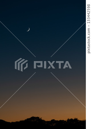 Moon floating in the dusk sky 133442598