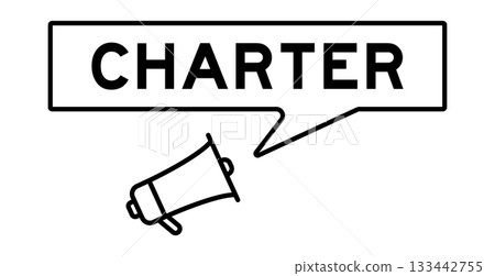 Megaphone icon with speech bubble in word charter on white background 133442755