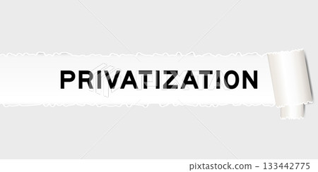 Ripped gray paper background that have word privatization under torn part 133442775