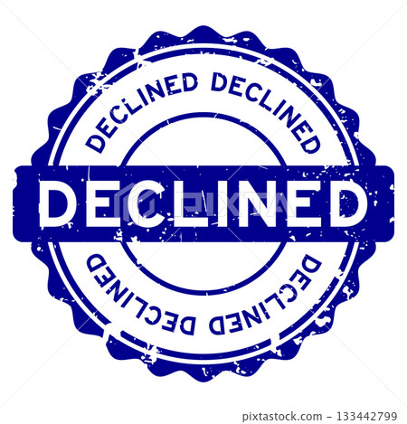 Grunge blue declined word round rubber seal stamp on white background 133442799