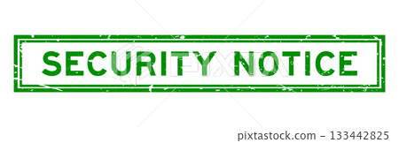 Grunge green security notice word square rubber seal stamp on whtie background 133442825