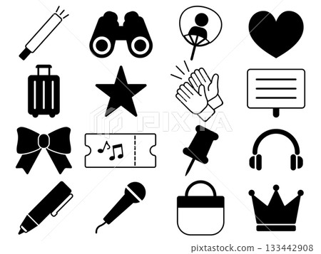 一組16個單色押勝圖標 133442908