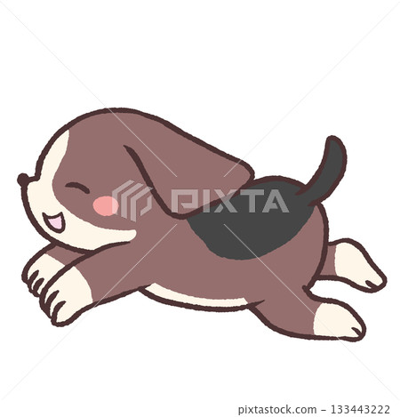 一隻微笑的比格犬奔跑的插圖 133443222