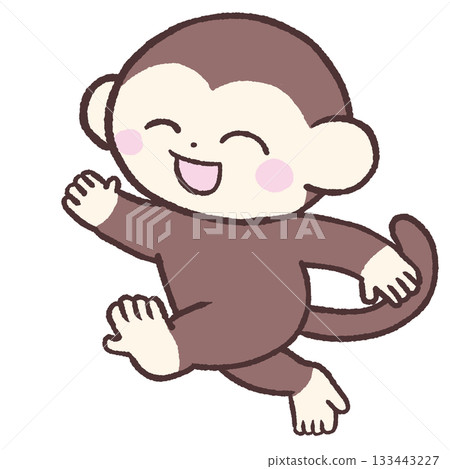 Illustration of a smiling monkey running 133443227