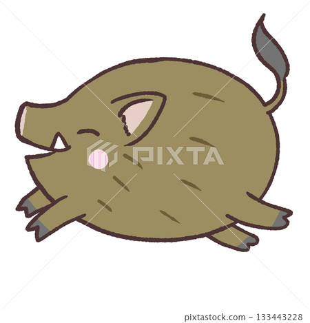 一幅奔跑的微笑野豬插圖 一幅奔跑的微笑野豬插圖 133443228