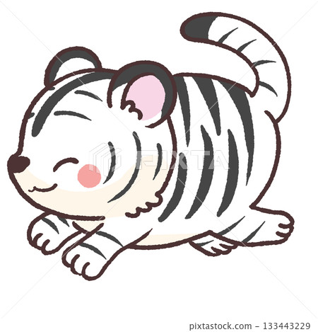 一幅描繪一隻微笑的白虎奔跑的插圖 133443229