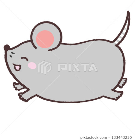 Illustration of a smiling mouse running Illustration of a smiling mouse running 133443230