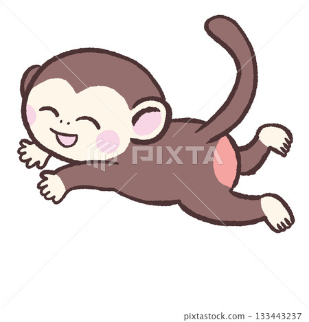 Illustration of a smiling monkey running on all fours Illustration of a smiling monkey running on all fours 133443237