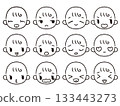 Hand-drawn baby facial expression set black and white 1 133443273