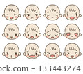Hand-drawn baby facial expressions set 1 133443274