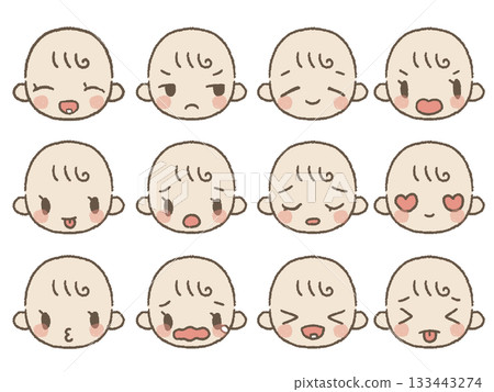 Hand-drawn baby facial expressions set 1 Hand-drawn baby facial expressions set 1 133443274