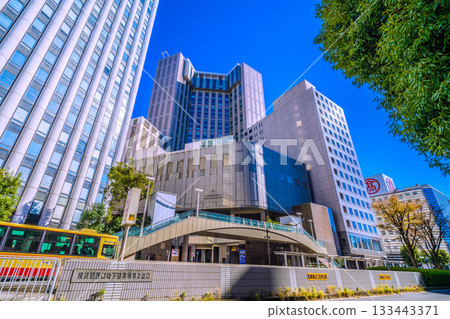 Yokohama cityscape, Japan, November 22nd. View of the Yokohama Bay Sheraton Hotel & Towers in front of Yokohama Station. 133443371