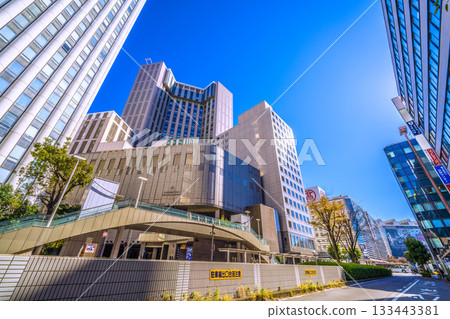 Yokohama cityscape, Japan, November 22nd. View of the Yokohama Bay Sheraton Hotel & Towers in front of Yokohama Station. 133443381