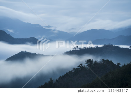 Takeda Castle and sea of clouds in Asago City, Hyogo Prefecture 133443547
