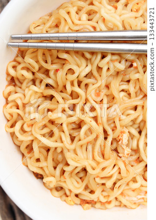 Spicy instant noodles on bowl Spicy instant noodles on bowl 133443721