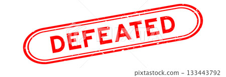 Grunge red defeated word rubber seal stamp on white background 133443792