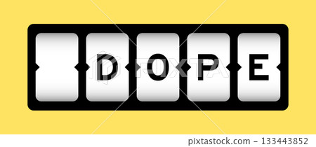 Black color in word dope on slot banner with yellow color background 133443852