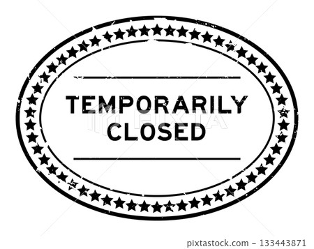 Grunge black temporily closed word oval seal stamp on white background Grunge black temporily closed word oval seal stamp on white background 133443871