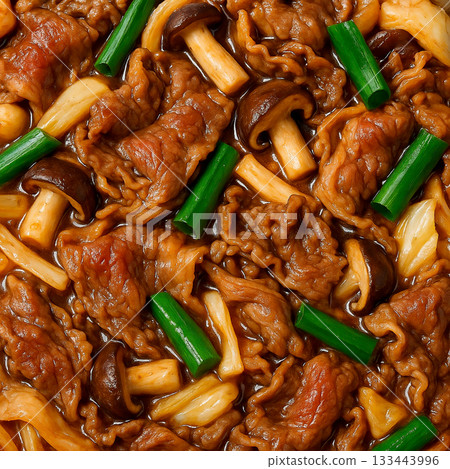 Sukiyaki-style background texture with plenty of ingredients Sukiyaki-style background texture with plenty of ingredients 133443996