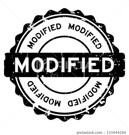 Grunge black modified word round rubber seal stamp on white background Grunge black modified word round rubber seal stamp on white background 133444284