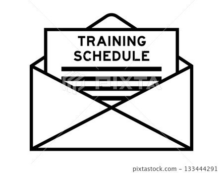 Envelope and letter sign with word training schedule as the headline Envelope and letter sign with word training schedule as the headline 133444291