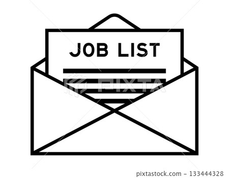 Envelope and letter sign with word job list as the headline 133444328